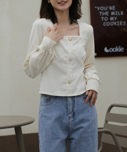 MAISON DE THERESE(メゾン ド テレーズ)の「コールテン スクエアネック シャツブラウス(シャツ/ブラウス・レディース・ベージュ/ブルー・MEDIUM)」の19枚目の写真