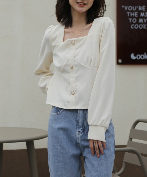 MAISON DE THERESE(メゾン ド テレーズ)の「コールテン スクエアネック シャツブラウス(シャツ/ブラウス・レディース・ベージュ/ブルー・MEDIUM)」の21枚目の写真