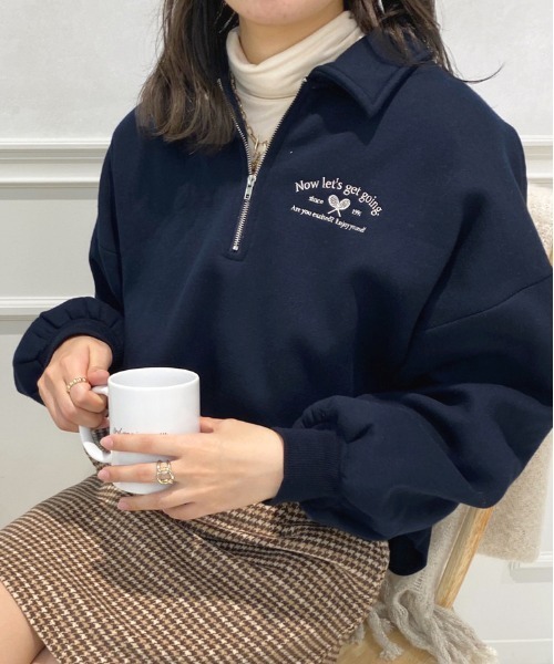 apres jour（アプレジュール）の「ハーフZIPスウェット【ZOZOTOWN限定アイテム】（スウェット・レディース・アイボリー/ナチュラル/ネイビー・フリー/X-LARGE）」の3枚目の写真