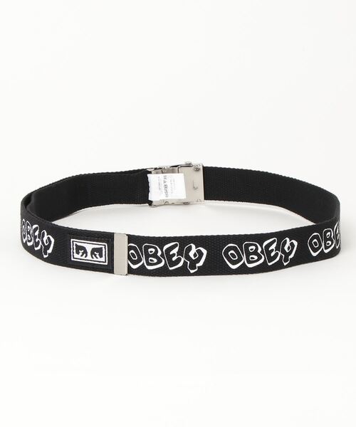 OBEY(オベイ)の「OBEY/オベイ プリントロゴ入り ガチャベルト(ベルト・メンズ・アイボリー/ブラック・FREE)」の3枚目の写真