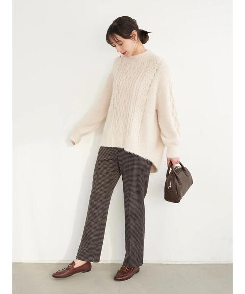 earth music&ecology（アースミュージックアンドエコロジー）の「カットジャカードセミフレアパンツ＊（その他パンツ・レディース・ブラック/ブラウン・S/M）」の7枚目の写真