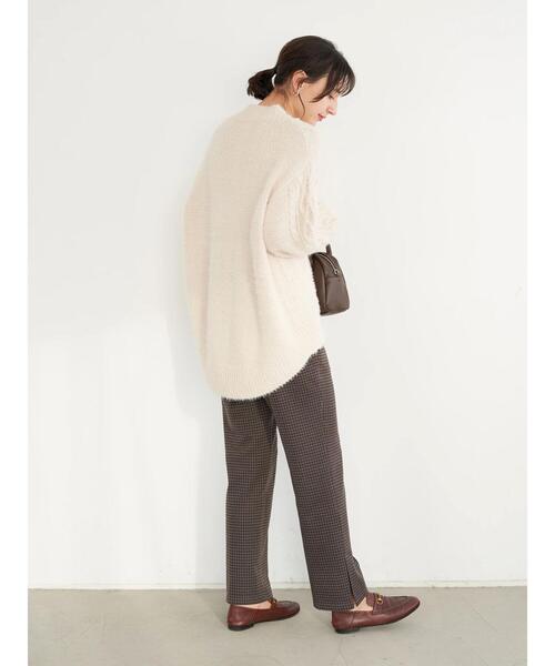 earth music&ecology（アースミュージックアンドエコロジー）の「カットジャカードセミフレアパンツ＊（その他パンツ・レディース・ブラック/ブラウン・S/M）」の9枚目の写真