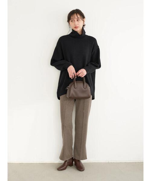 earth music&ecology（アースミュージックアンドエコロジー）の「カットジャカードセミフレアパンツ＊（その他パンツ・レディース・ブラック/ブラウン・S/M）」の13枚目の写真