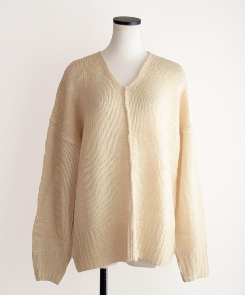 Marient（マリエント）の「VネックローゲージカラーニットPO（ニット/セーター・レディース・オレンジ/ブルー/グリーン/アイボリー・FREE）」の7枚目の写真