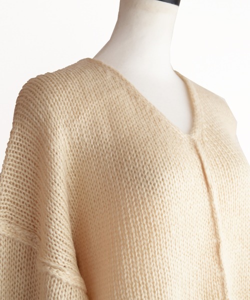 Marient（マリエント）の「VネックローゲージカラーニットPO（ニット/セーター・レディース・オレンジ/ブルー/グリーン/アイボリー・FREE）」の9枚目の写真