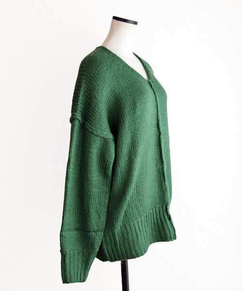 Marient（マリエント）の「VネックローゲージカラーニットPO（ニット/セーター・レディース・オレンジ/ブルー/グリーン/アイボリー・FREE）」の19枚目の写真