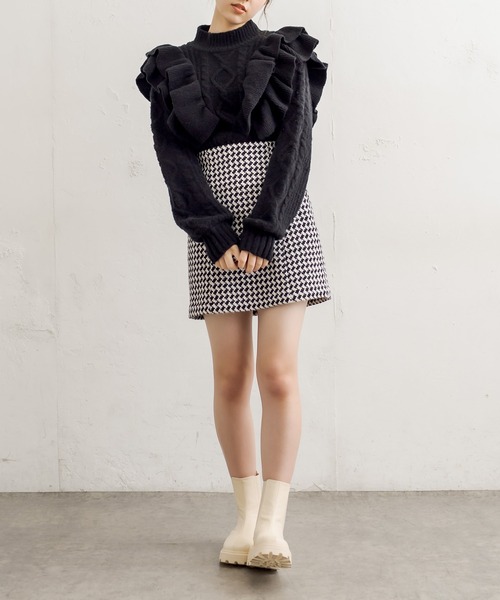 OLIVE des OLIVE（オリーブデオリーブ）の「ミニタイトスカート（スカート・レディース・オフホワイト/グレー/ブラック・FREE）」の4枚目の写真