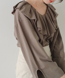 Kastane | 【2022SSアイテム】裁ち切り衿フリルプルオーバー(Tシャツ/カットソー)