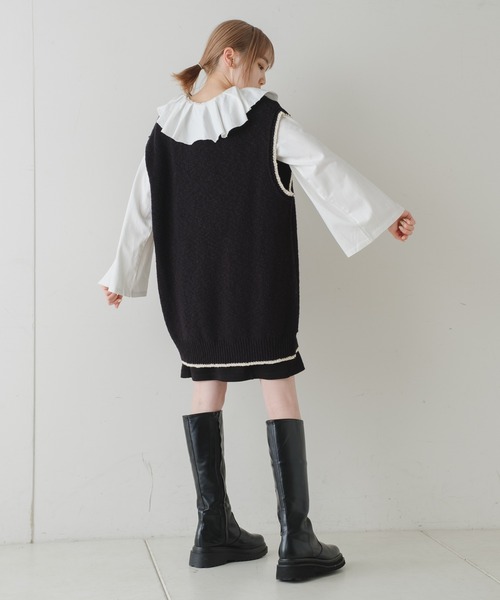 Kastane（カスタネ）の「裁ち切り衿フリルプルオーバー（Tシャツ/カットソー・レディース・オフホワイト/カーキ/ブラック・FREE）」の17枚目の写真