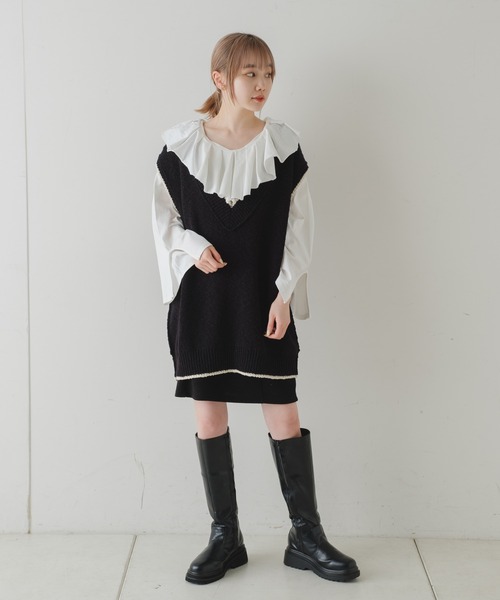 Kastane（カスタネ）の「裁ち切り衿フリルプルオーバー（Tシャツ/カットソー・レディース・オフホワイト/カーキ/ブラック・FREE）」の21枚目の写真