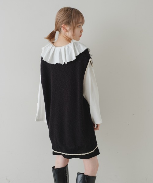 Kastane（カスタネ）の「裁ち切り衿フリルプルオーバー（Tシャツ/カットソー・レディース・オフホワイト/カーキ/ブラック・FREE）」の10枚目の写真