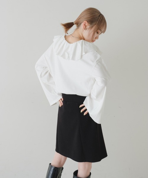 Kastane（カスタネ）の「裁ち切り衿フリルプルオーバー（Tシャツ/カットソー・レディース・オフホワイト/カーキ/ブラック・FREE）」の18枚目の写真