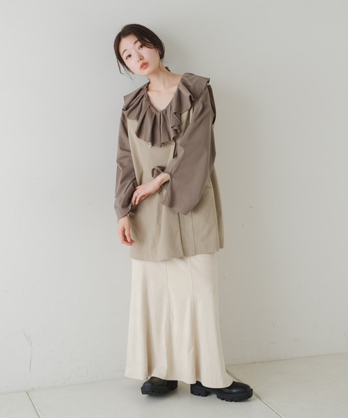 Kastane（カスタネ）の「裁ち切り衿フリルプルオーバー（Tシャツ/カットソー・レディース・オフホワイト/カーキ/ブラック・FREE）」の20枚目の写真