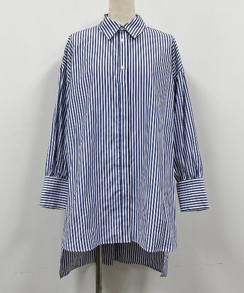 LUGIVA(ルギヴァ)の「コットンツイルロングシャツ(シャツ/ブラウス・レディース・オフホワイト/ブルー系その他・M)」の5枚目の写真