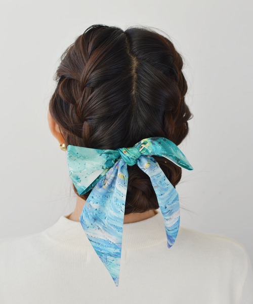 ma chere Cosette?(マシェールコゼット)の「ル・マレ モネ絵柄ツイリー(バンダナ/スカーフ・レディース・パープル/グリーン/ライトグリーン・FREE)」の3枚目の写真