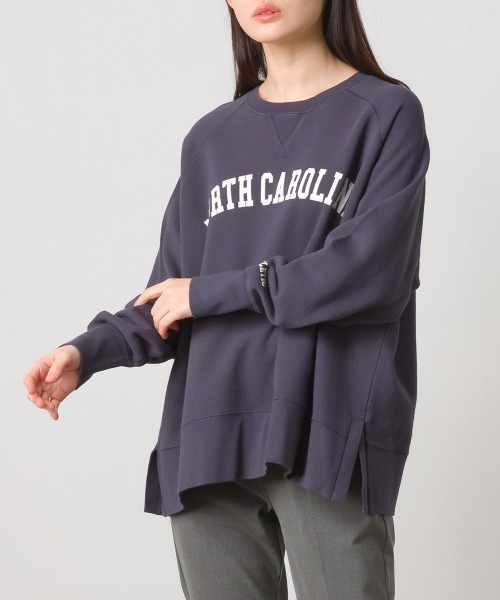 OMNES(オムネス)の「裏毛スウェット ラグランプルオーバー ロゴプリント(スウェット・レディース・ネイビー/アイボリー/モスグリーン/チャコール・FREE)」の4枚目の写真