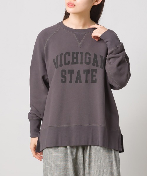 OMNES(オムネス)の「裏毛スウェット ラグランプルオーバー ロゴプリント(スウェット・レディース・ネイビー/アイボリー/モスグリーン/チャコール・FREE)」の3枚目の写真