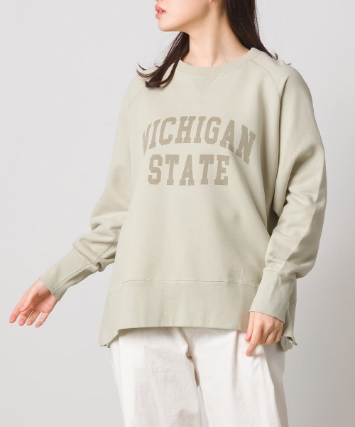 OMNES(オムネス)の「裏毛スウェット ラグランプルオーバー ロゴプリント(スウェット・レディース・ネイビー/アイボリー/モスグリーン/チャコール・FREE)」の1枚目の写真