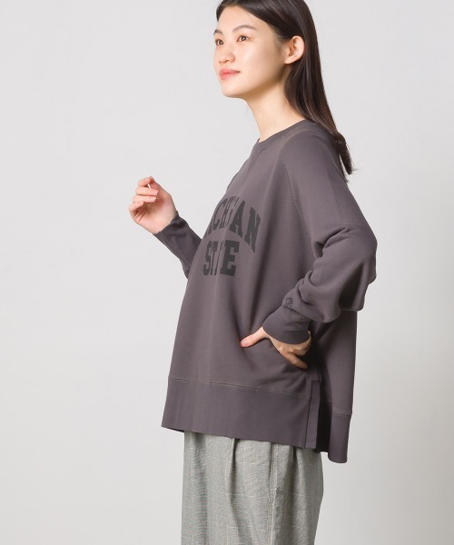 OMNES(オムネス)の「裏毛スウェット ラグランプルオーバー ロゴプリント(スウェット・レディース・ネイビー/アイボリー/モスグリーン/チャコール・FREE)」の18枚目の写真