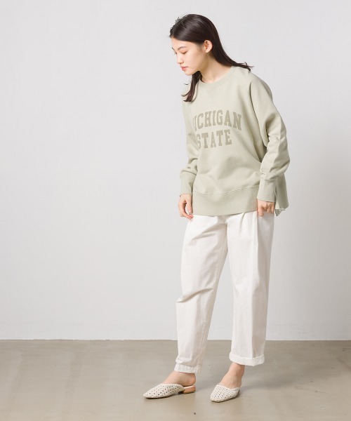 OMNES(オムネス)の「裏毛スウェット ラグランプルオーバー ロゴプリント(スウェット・レディース・ネイビー/アイボリー/モスグリーン/チャコール・FREE)」の9枚目の写真