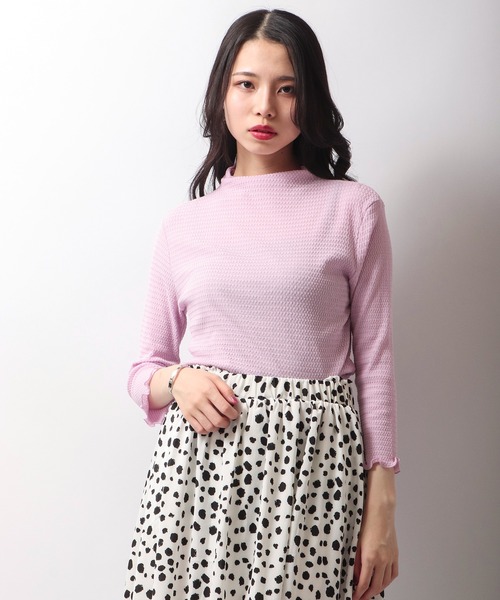 BRODIAEA(ブローディア)の「BRODIAEA コットンテレコ メローボトルネック 7分袖(Tシャツ/カットソー・レディース・ブラック/オフホワイト/ピンク/シルバーグレー/グリーン系その他/イエロー系その他・40)」の1枚目の写真