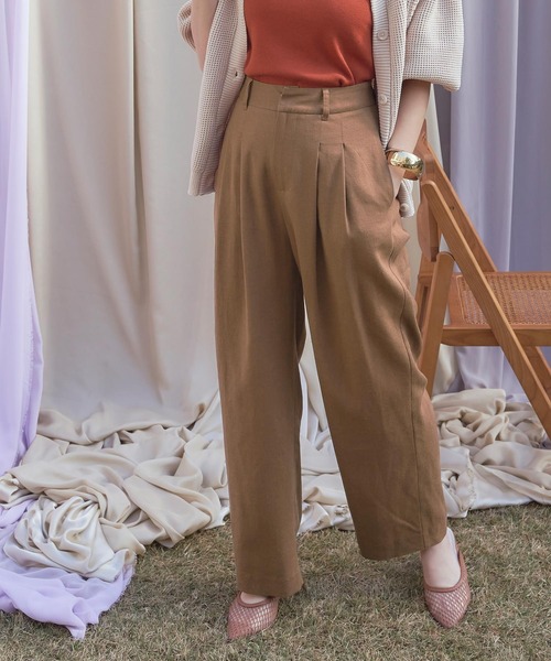 titivate(ティティベイト)の「リネン混セミワイドパンツ(その他パンツ・レディース・ブラウン/ネイビー/グリーン・L/M/S)」の2枚目の写真