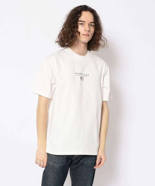 AVIREX（アヴィレックス）の「BLOCK LOGO T-SHIRT/ ブロックロゴティーシャツ（Tシャツ/カットソー・レディース・ネイビー/レッド/ブラック/カーキ/ホワイト/イエロー・LARGE/X-LARGE/MEDIUM）」の8枚目の写真