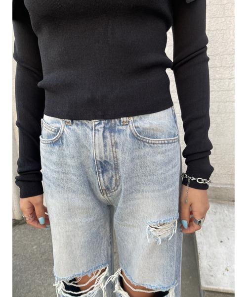 EGOIST（エゴイスト）の「ビッグカラーオフショルニットトップスII（ニット/セーター・レディース・ホワイト/ブラック/グリーン・FREE）」の19枚目の写真