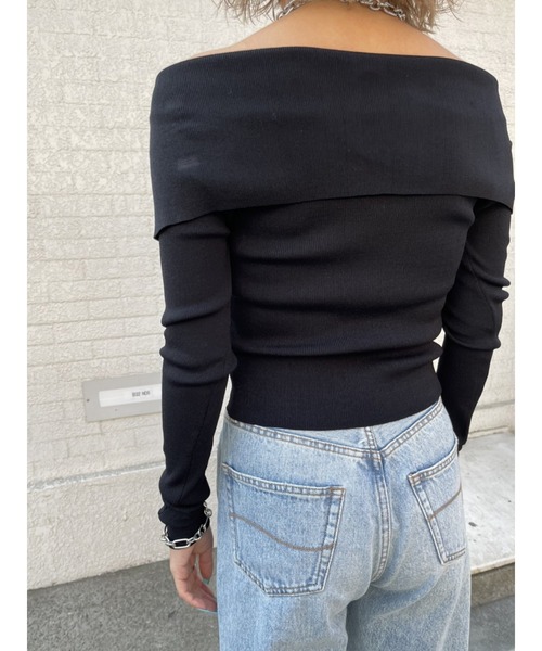 EGOIST（エゴイスト）の「ビッグカラーオフショルニットトップスII（ニット/セーター・レディース・ホワイト/ブラック/グリーン・FREE）」の20枚目の写真