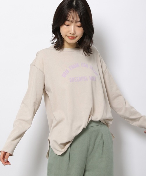 LAKOLE(ラコレ)の「ルーズゲージレタードロングTシャツ / 267652(Tシャツ/カットソー・レディース・オフホワイト/チャコール/サンドグレー/ナチュラル・MEDIUM/SMALL)」の3枚目の写真