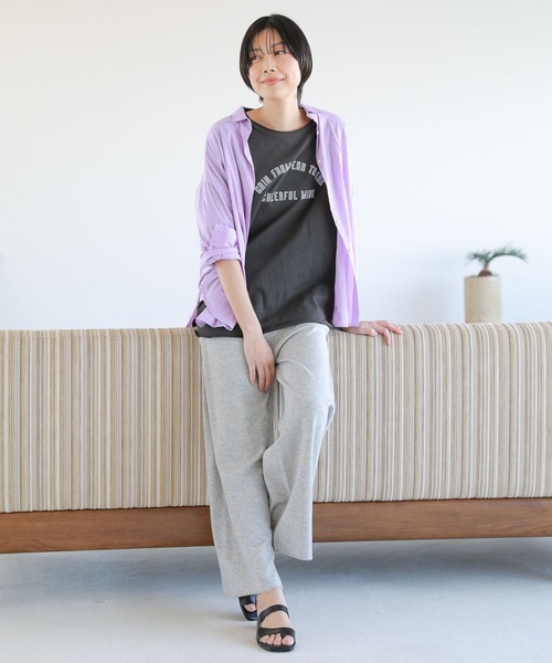 LAKOLE(ラコレ)の「ルーズゲージレタードロングTシャツ / 267652(Tシャツ/カットソー・レディース・オフホワイト/チャコール/サンドグレー/ナチュラル・MEDIUM/SMALL)」の6枚目の写真