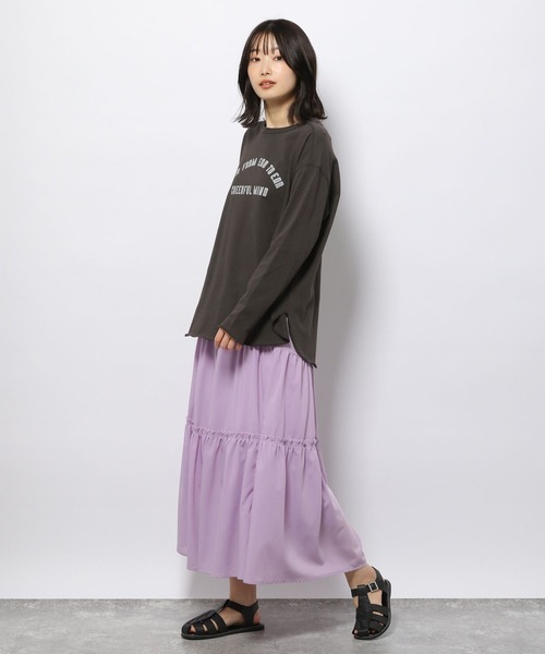 LAKOLE(ラコレ)の「ルーズゲージレタードロングTシャツ / 267652(Tシャツ/カットソー・レディース・オフホワイト/チャコール/サンドグレー/ナチュラル・MEDIUM/SMALL)」の10枚目の写真