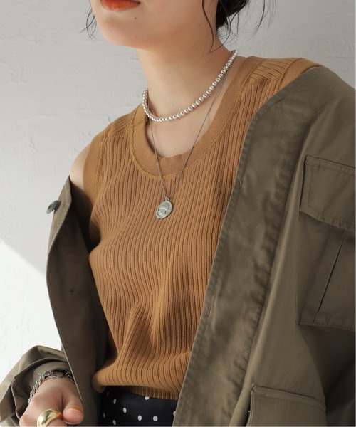 Spick & Span（スピックアンドスパン）の「【MEYAME】OBLONG NECK SLEEVELESS（タンクトップ・レディース・ホワイト/ブラック/キャメル・FREE）」の20枚目の写真