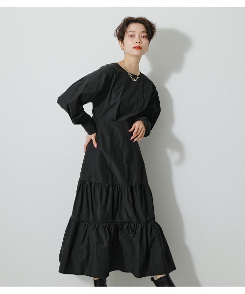 AZUL by moussy(アズールバイマウジー)の「2WAY CACHECOEUR TIERED OP/2WAYカシュクールティアードワンピース(ワンピース・レディース・ブラック/ベージュ・SMALL/MEDIUM)」の18枚目の写真