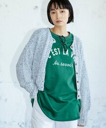 ◆かすりテープヤーンショートカーディガン