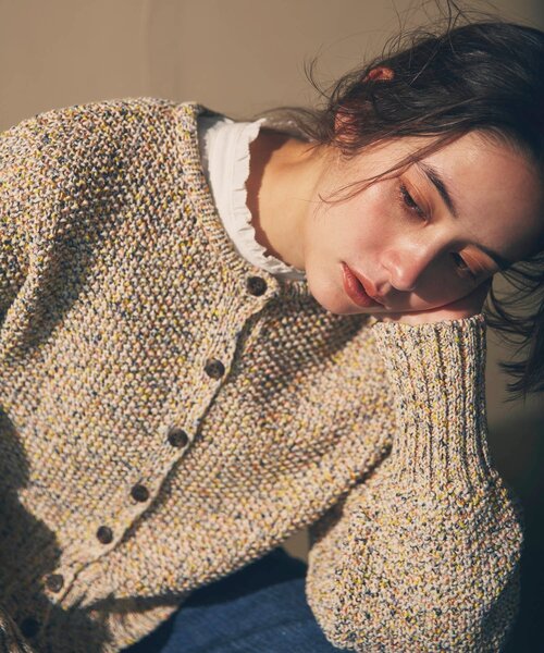 THE SHOP TK （ザ ショップ ティーケー ）の「◆かすりテープヤーンショートカーディガン（カーディガン/ボレロ・レディース・ベージュ系その他6/ブルー系8・12）」の2枚目の写真