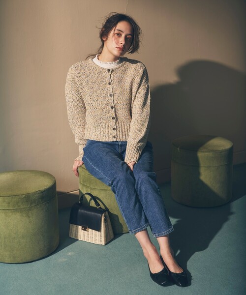 THE SHOP TK （ザ ショップ ティーケー ）の「◆かすりテープヤーンショートカーディガン（カーディガン/ボレロ・レディース・ベージュ系その他6/ブルー系8・12）」の3枚目の写真