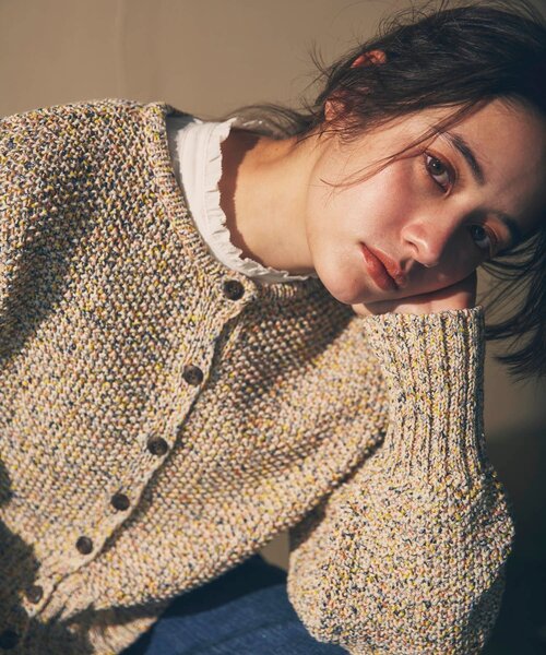 THE SHOP TK （ザ ショップ ティーケー ）の「◆かすりテープヤーンショートカーディガン（カーディガン/ボレロ・レディース・ベージュ系その他6/ブルー系8・12）」の4枚目の写真