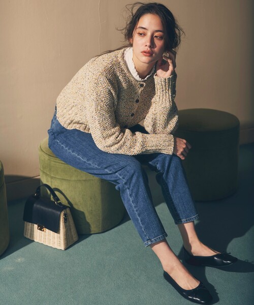 THE SHOP TK （ザ ショップ ティーケー ）の「◆かすりテープヤーンショートカーディガン（カーディガン/ボレロ・レディース・ベージュ系その他6/ブルー系8・12）」の5枚目の写真