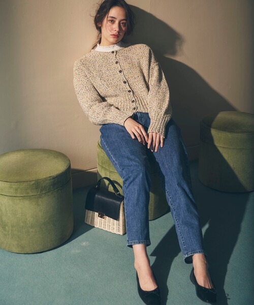 THE SHOP TK （ザ ショップ ティーケー ）の「◆かすりテープヤーンショートカーディガン（カーディガン/ボレロ・レディース・ベージュ系その他6/ブルー系8・12）」の6枚目の写真