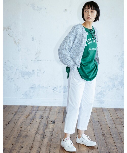 THE SHOP TK （ザ ショップ ティーケー ）の「◆かすりテープヤーンショートカーディガン（カーディガン/ボレロ・レディース・ベージュ系その他6/ブルー系8・12）」の7枚目の写真