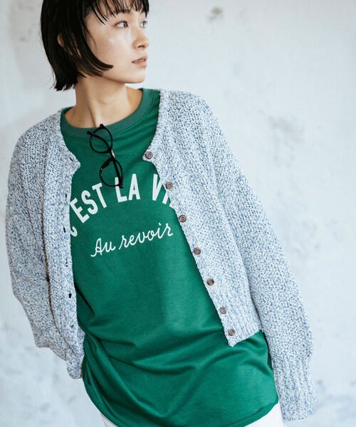 THE SHOP TK （ザ ショップ ティーケー ）の「◆かすりテープヤーンショートカーディガン（カーディガン/ボレロ・レディース・ベージュ系その他6/ブルー系8・12）」の8枚目の写真