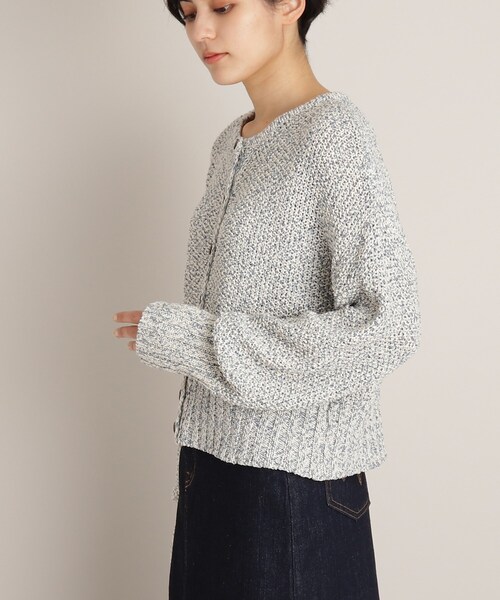 THE SHOP TK （ザ ショップ ティーケー ）の「◆かすりテープヤーンショートカーディガン（カーディガン/ボレロ・レディース・ベージュ系その他6/ブルー系8・12）」の10枚目の写真