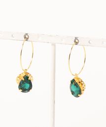 【MUURABBTI】雫ビジューのフープピアス(MA)