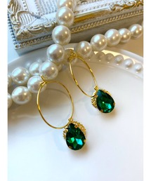 【MUURABBTI】雫ビジューのフープピアス(MA)