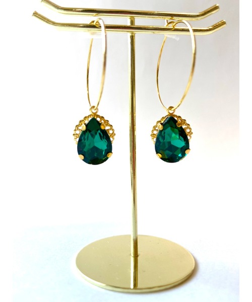 tone（トーン）の「【MUURABBTI】雫ビジューのフープピアス(MA)（ピアス（両耳用）・レディース・ピンク/ブルー/エメラルド/バイオレット/パープル系その他/コバルトブルー/グリーン/その他/ブルー系/ライトグリーン/オレンジ系1・FREE）」の13枚目の写真