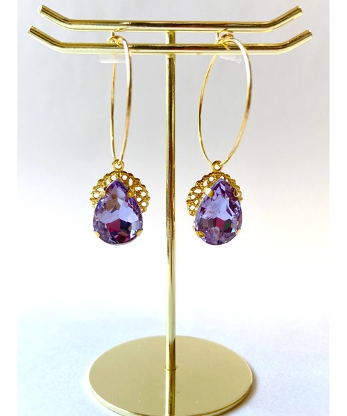 tone（トーン）の「【MUURABBTI】雫ビジューのフープピアス(MA)（ピアス（両耳用）・レディース・ピンク/ブルー/エメラルド/バイオレット/パープル系その他/コバルトブルー/グリーン/その他/ブルー系/ライトグリーン/オレンジ系1・FREE）」の17枚目の写真