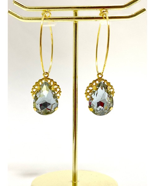 tone（トーン）の「【MUURABBTI】雫ビジューのフープピアス(MA)（ピアス（両耳用）・レディース・ピンク/ブルー/エメラルド/バイオレット/パープル系その他/コバルトブルー/グリーン/その他/ブルー系/ライトグリーン/オレンジ系1・FREE）」の19枚目の写真