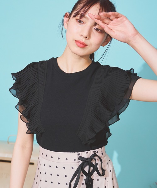 NOELA（ノエラ）の「シフォンフリルカットソー（Tシャツ/カットソー・レディース・ブルー/ブラック/オフホワイト/ベージュ・フリー）」の14枚目の写真