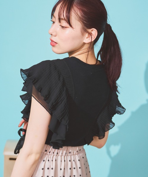 NOELA（ノエラ）の「シフォンフリルカットソー（Tシャツ/カットソー・レディース・ブルー/ブラック/オフホワイト/ベージュ・フリー）」の15枚目の写真